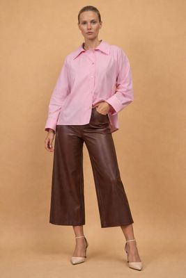 Faux Leather Crop Trousers