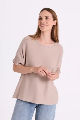 Soft Knit with Short Sleeve in Mink