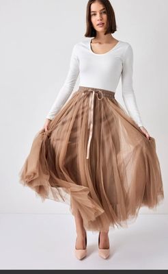Tulle Skirt in Taupe
