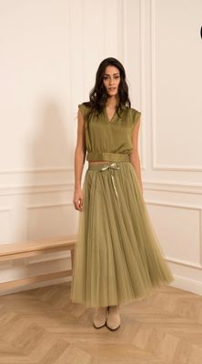 Satin Top in Olive