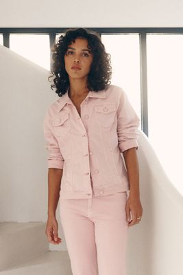 Denim Jacket in Blush Pink