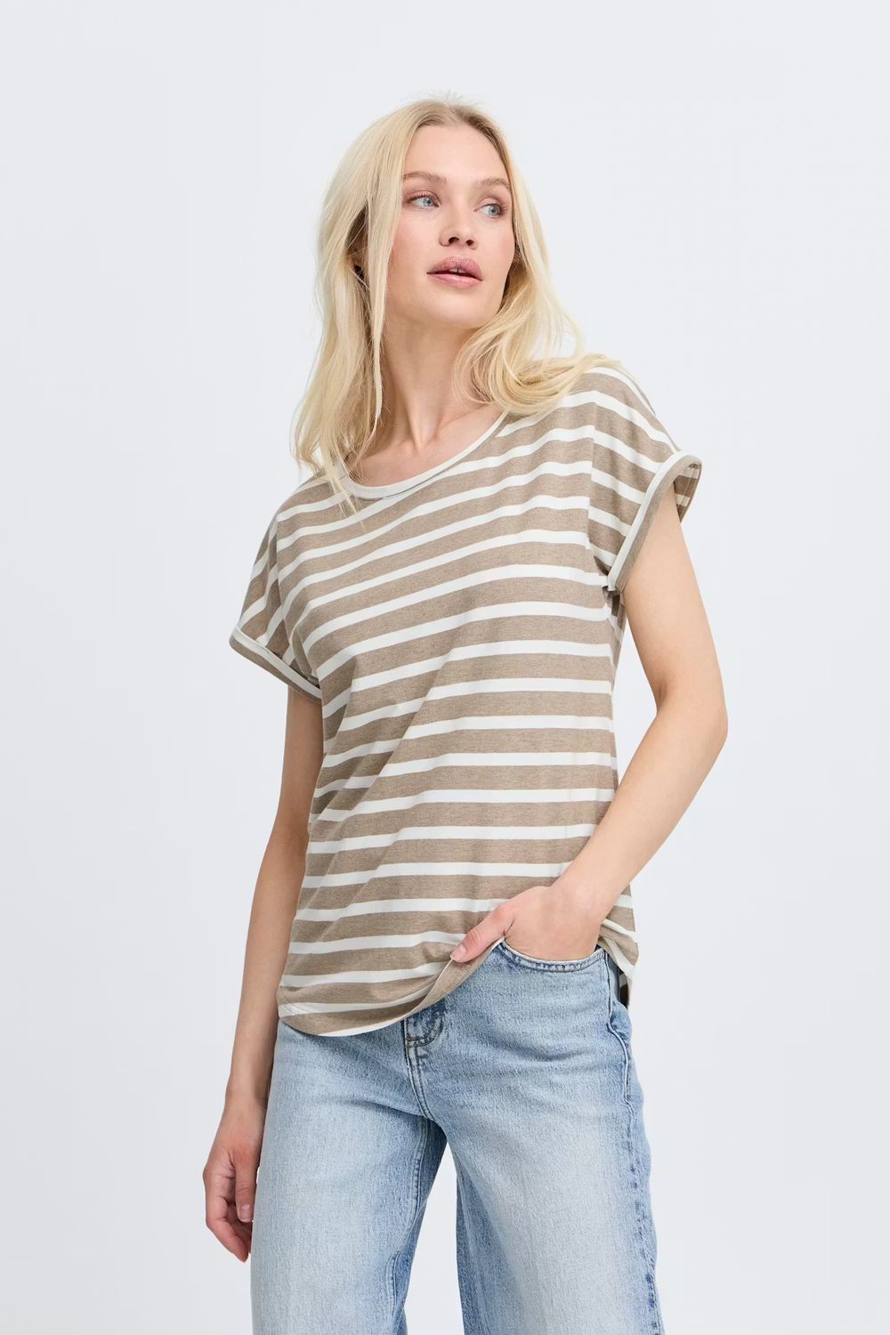 Round Neck Stripe Tee