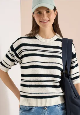 Stripe Tapeyarn Sweater in Navy