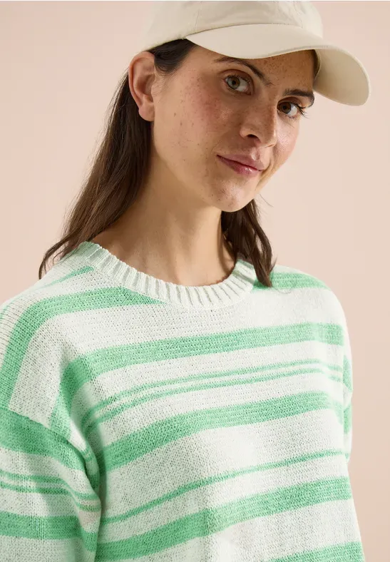 Stripe Tapeyarn Sweater in Green