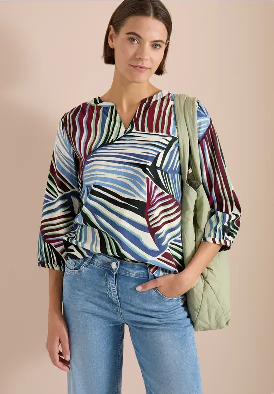 Seersucker Print Blouse