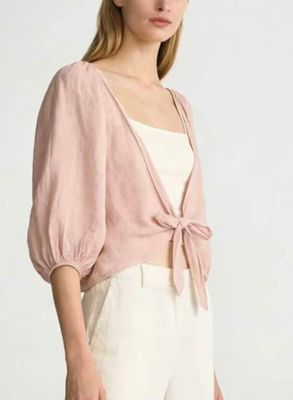 Front Tie Cover-Up in Linen