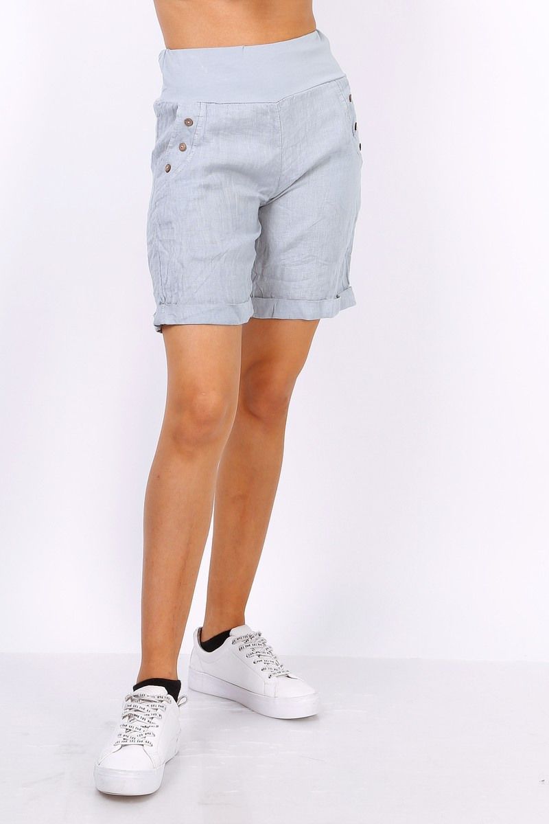 Linen Shorts In Pale Grey