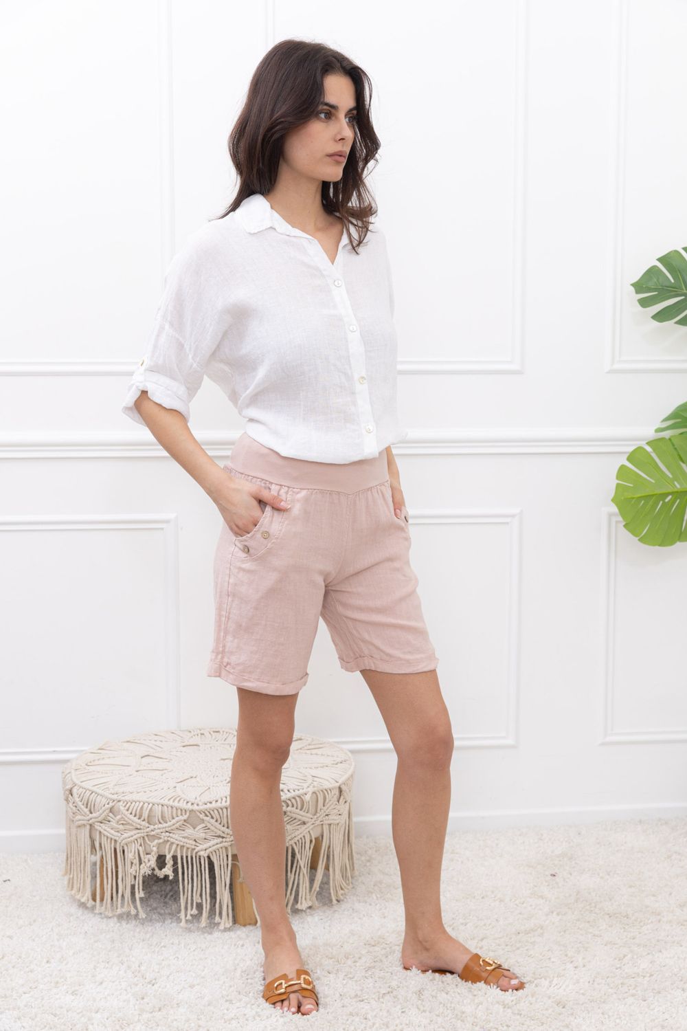 Linen Shorts In Pink