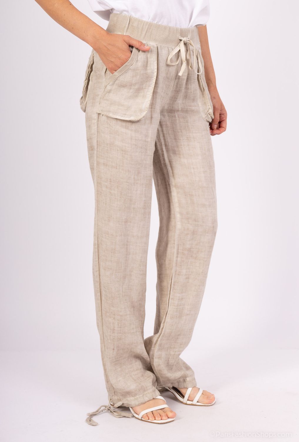 Linen Trousers in Beige