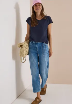 Waffle Tee in Navy