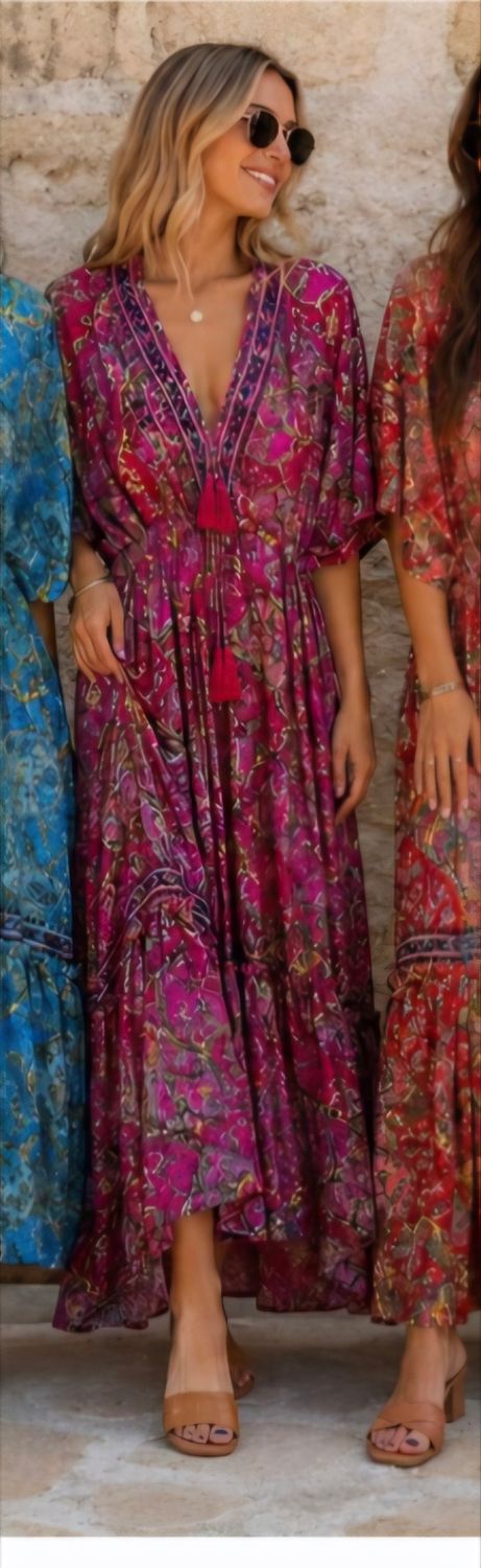 Silk Maxi Dress, Colour: Pink
