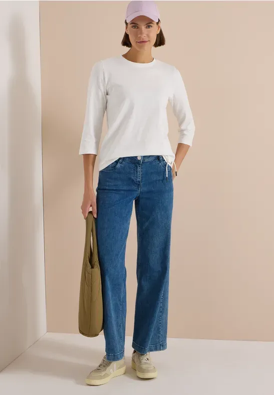 3/4 Sleeve Cotton Top in White