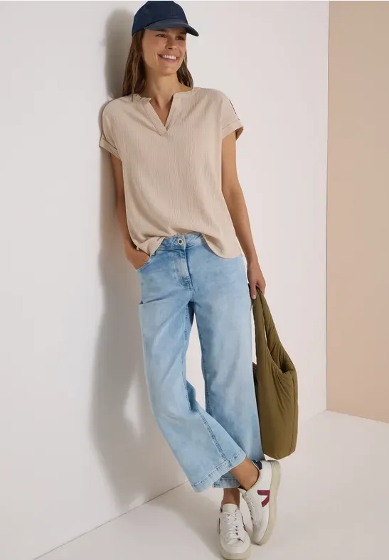 Textured Blouse in Cashmere Beige