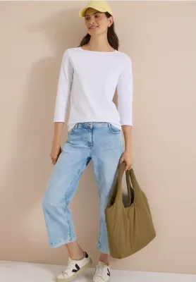 Boatneck Cotton Top in White