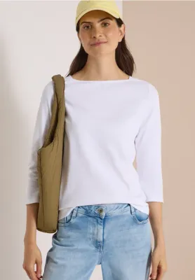 Boatneck Cotton Top in White