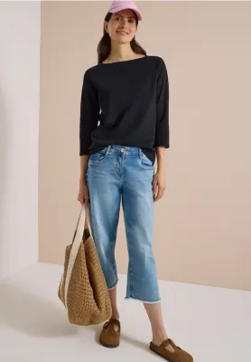 Boatneck Cotton Top in Black