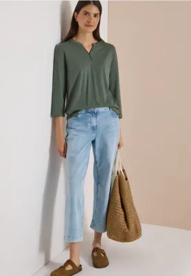 V Neck Top in Khaki