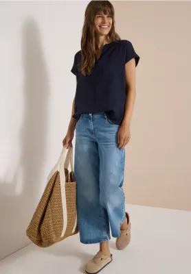 Textured Blouse in Navy
