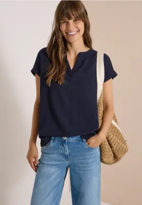 Textured Blouse in Navy