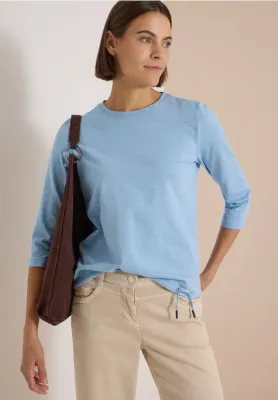 3/4 Sleeve Cotton Top in Sky Blue
