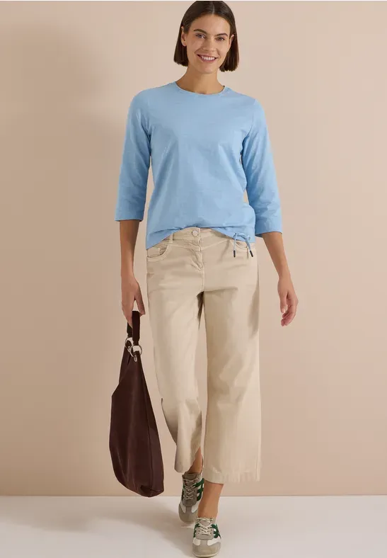 3/4 Sleeve Cotton Top in Sky Blue