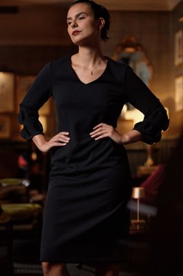 Frill Sleeve Dress in Black