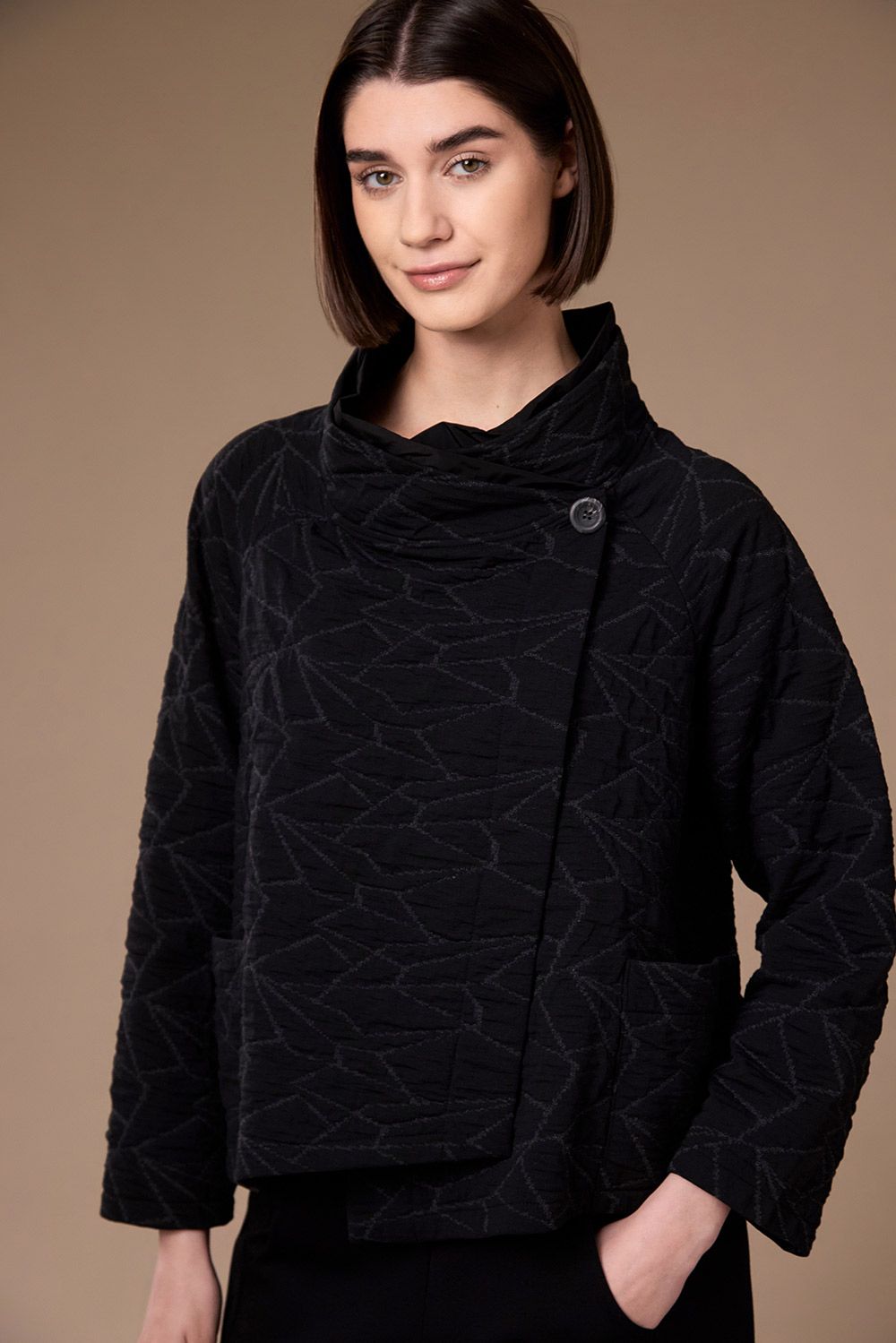 Textured Cross Over Jacket