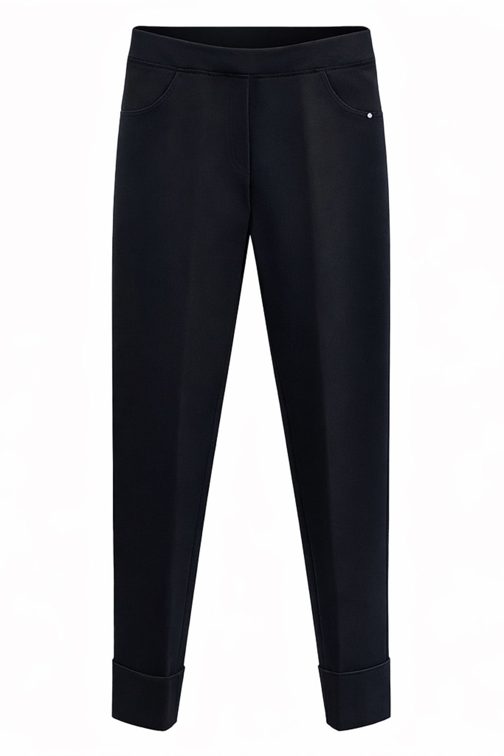 Slim Leg Trouser with Turn Up in Black