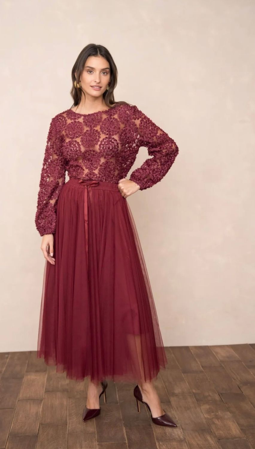 Rosette Top in Bordeaux