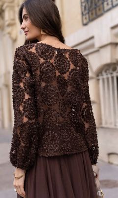 Rosette Top in Chocolate
