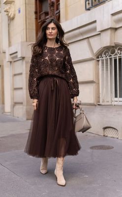 Rosette Top in Chocolate