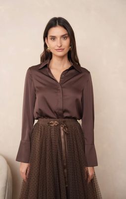 Satin Blouse in Chocolate
