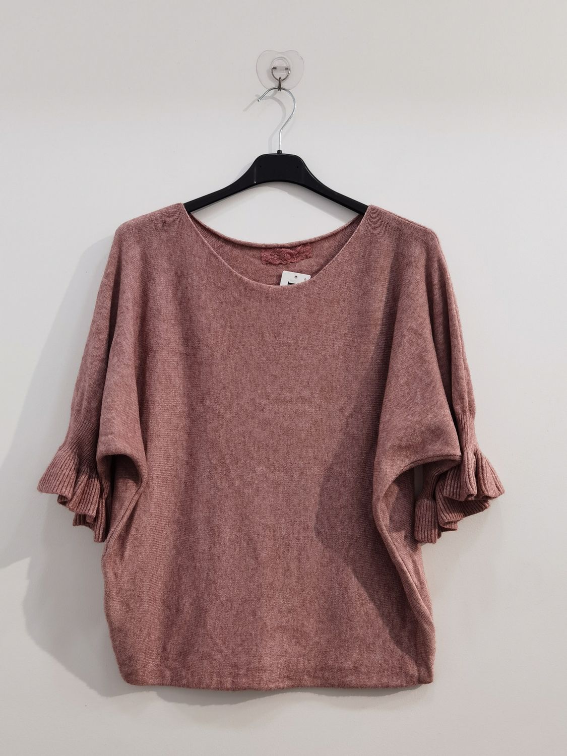 Flutter Sleeve Knit, Colour: Old Rose