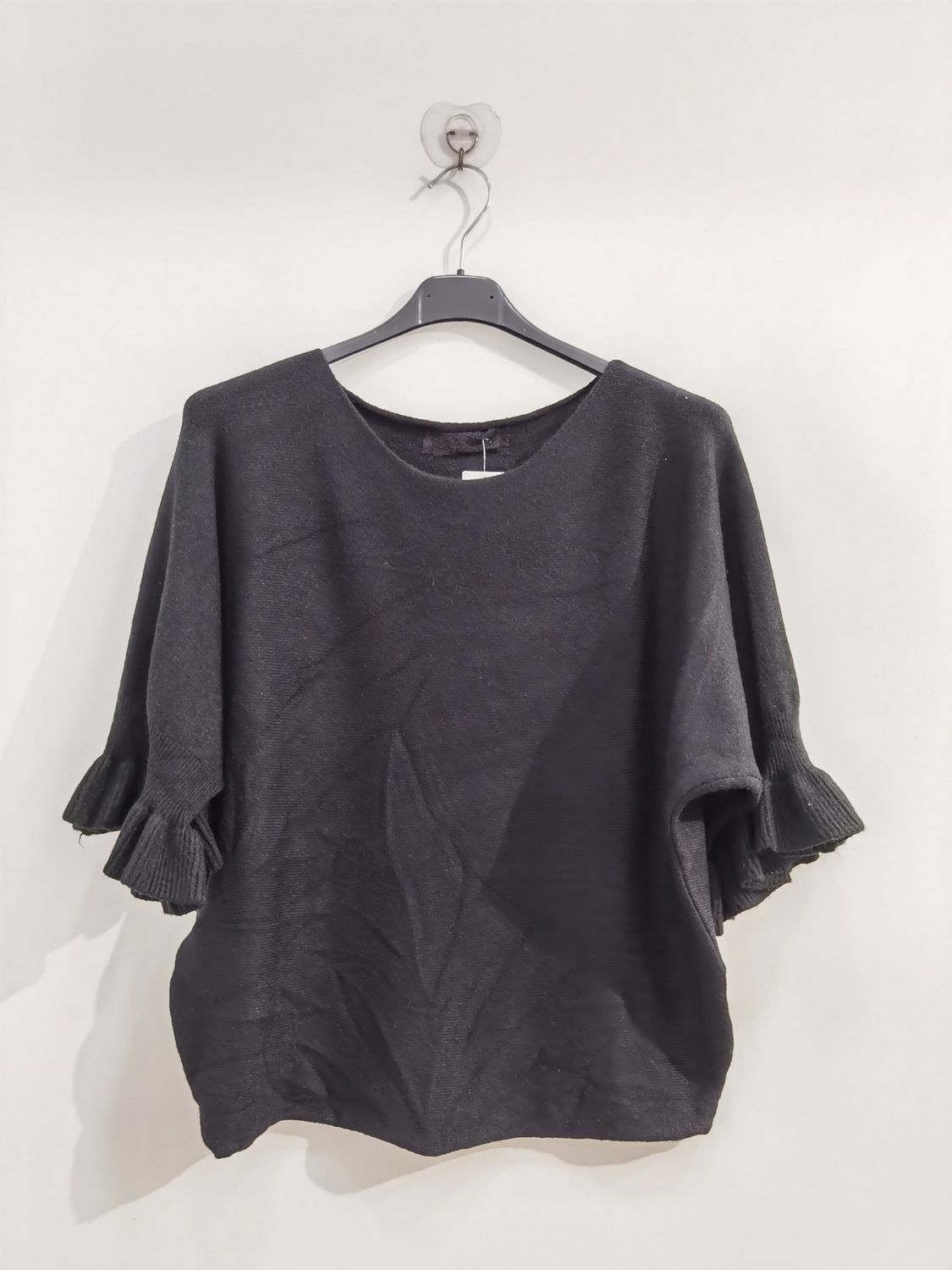 Flutter Sleeve Knit, Colour: Black