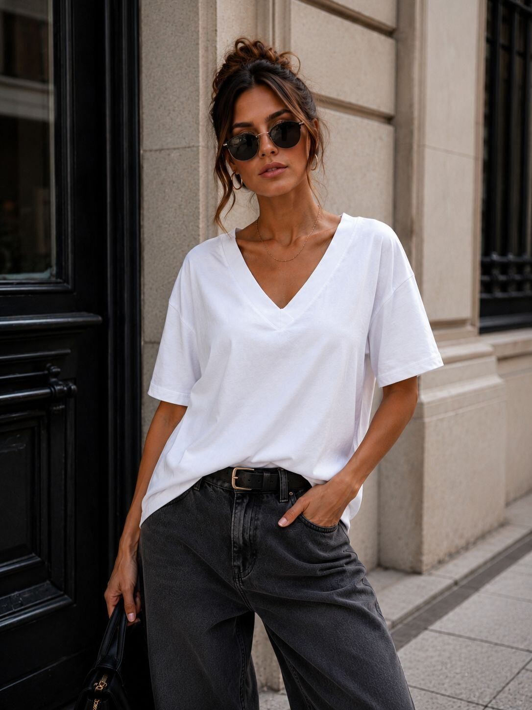 White V Neck T-Shirt