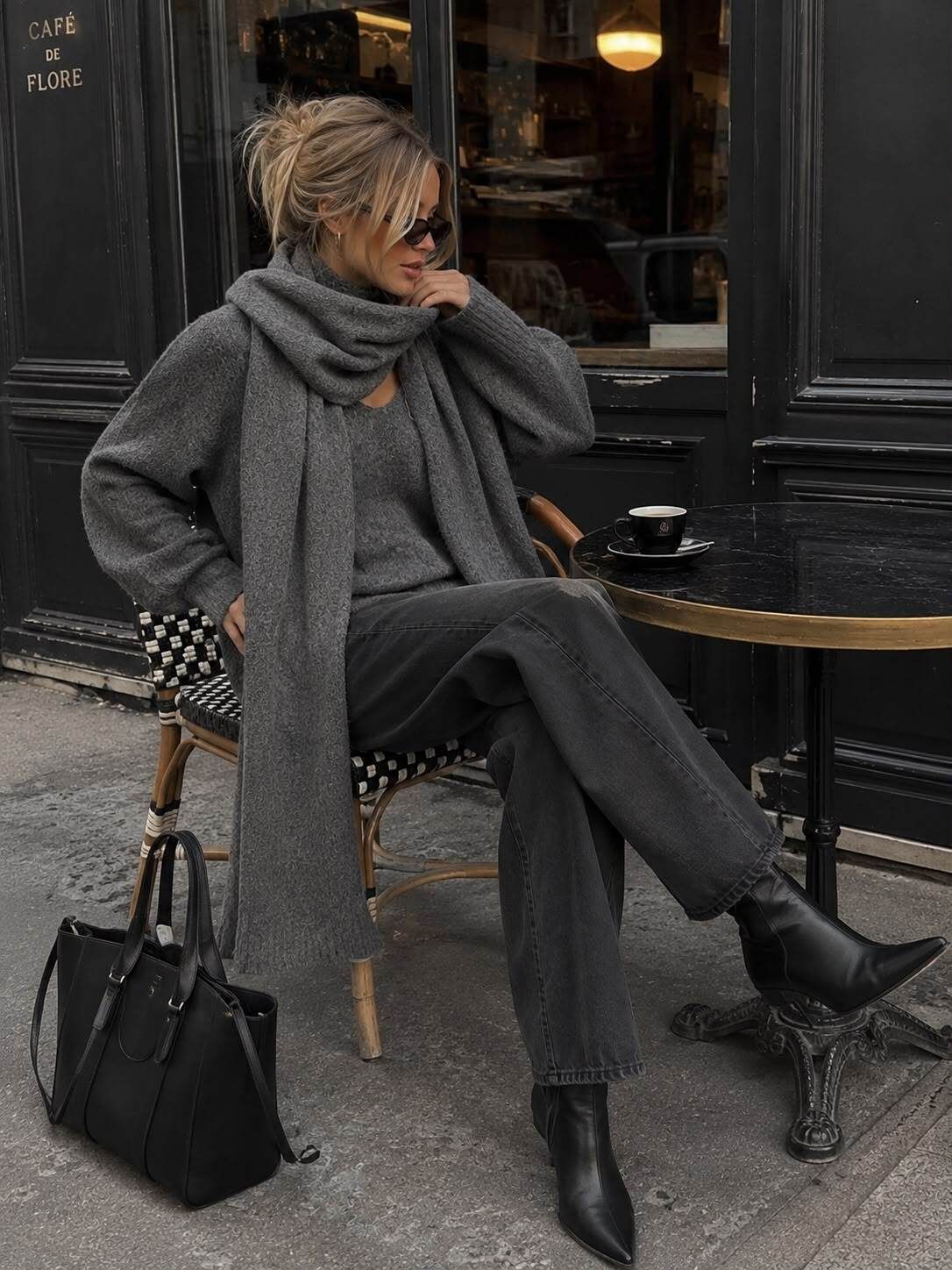 Cosy V Neck Knit in Grey