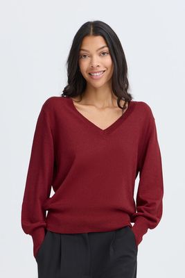 V Neck Knit in Sun Dried Tomato
