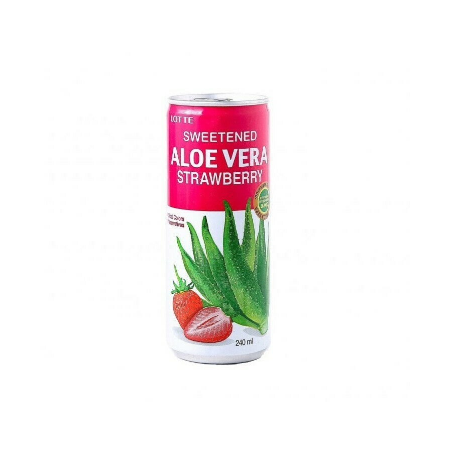 Напиток «Алоэ Вера» негазированный с мякотью алоэ со вкусом Клубники (Lotte Aloe Vera), ЖБ, по 30 шт. по 0,24 л