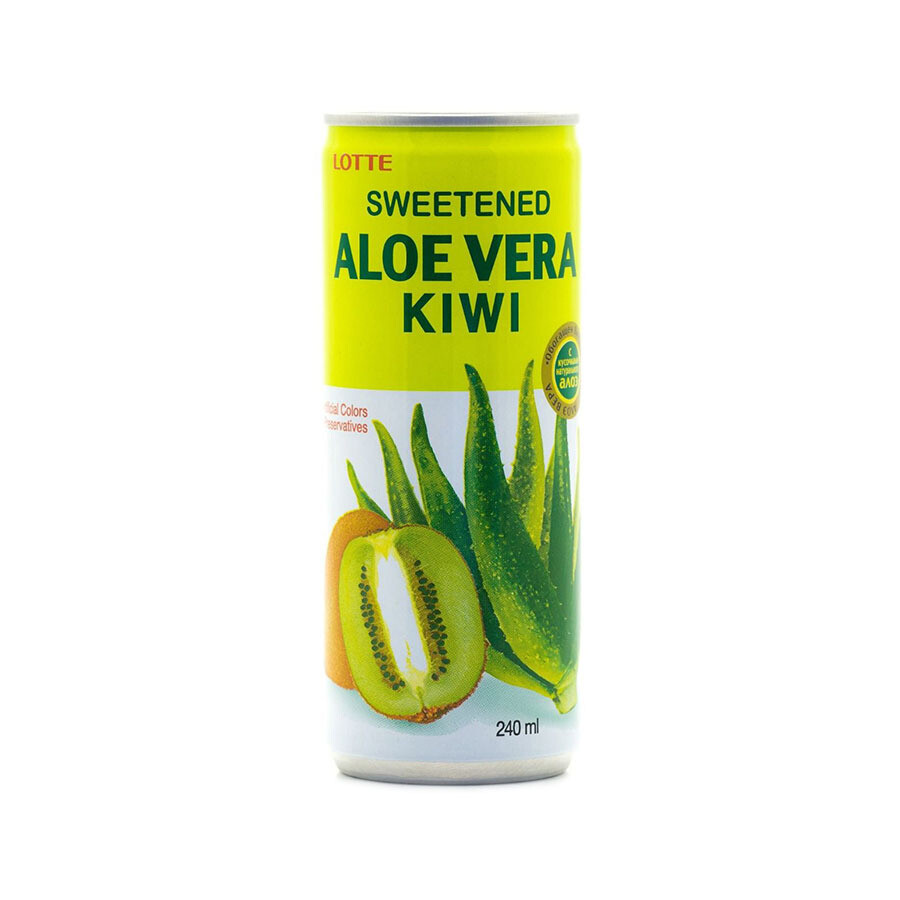 Напиток «Алоэ Вера» негазированный с мякотью алоэ со вкусом Киви (Lotte Aloe Vera), ЖБ, по 30 шт. по 0,24 л