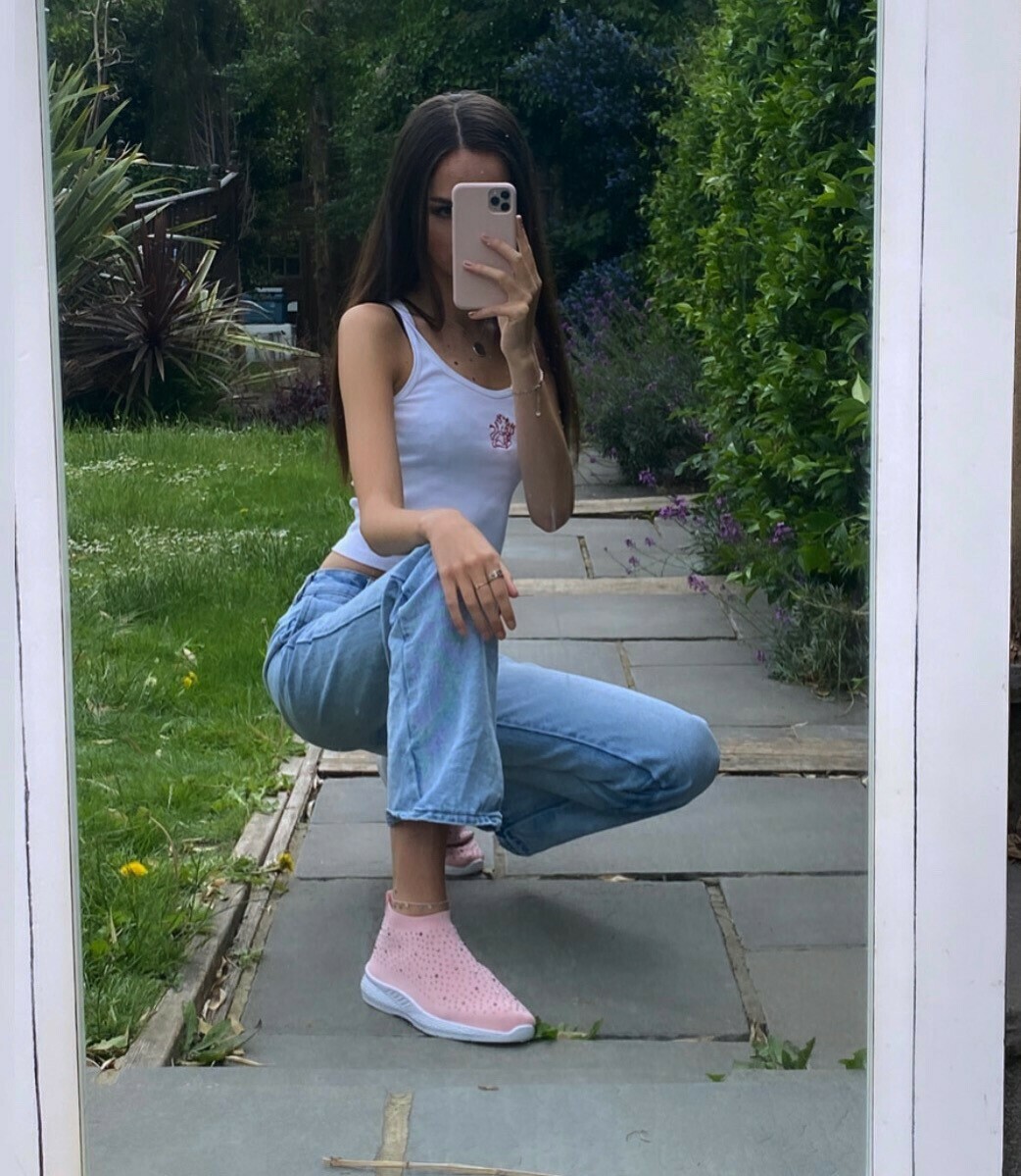 Baby Pink Embellished Sock Trainers