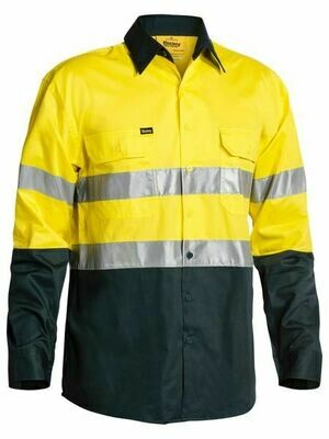 Bisley Hi Vis Long Sleeve Shirt  With Reflective Tape - Lightweight