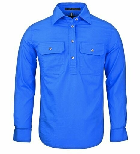 Ritemate Pilbara Womens Long Sleeve Closed Front Shirt, Colour: Cobalt Blue