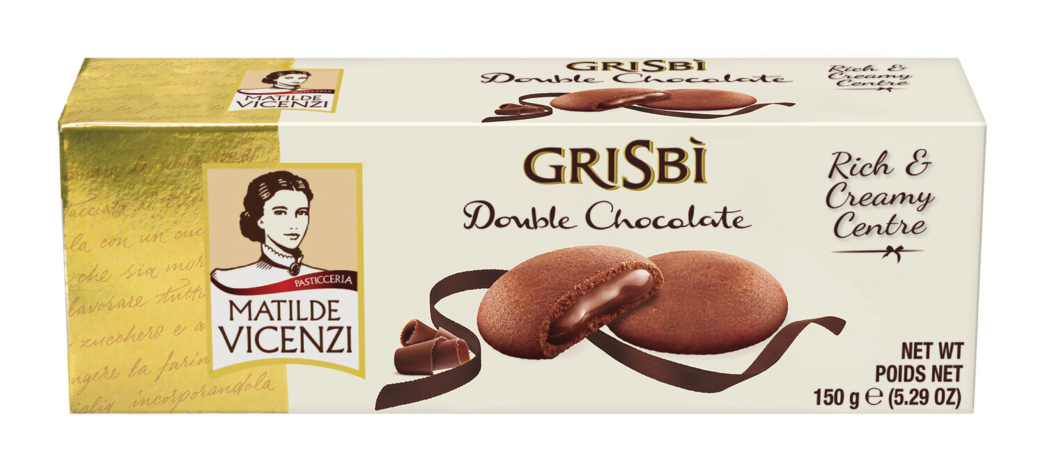 Vicenzi Grisbi Double Chocolate csokoládé krémmel (40%) töltött sütemények (9db) 150g
