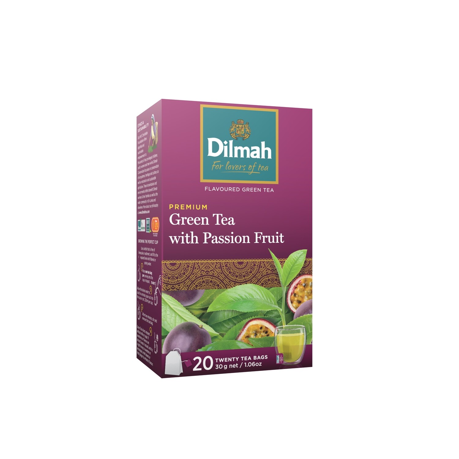 ÚJ Dilmah filteres zöld tea passiógyümölcs ízesítéssel aromazáró dobozban 20x1,5g