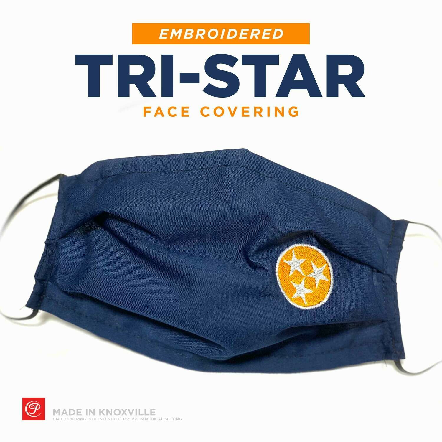 Embroidered Tri-Star Mask - NAVY