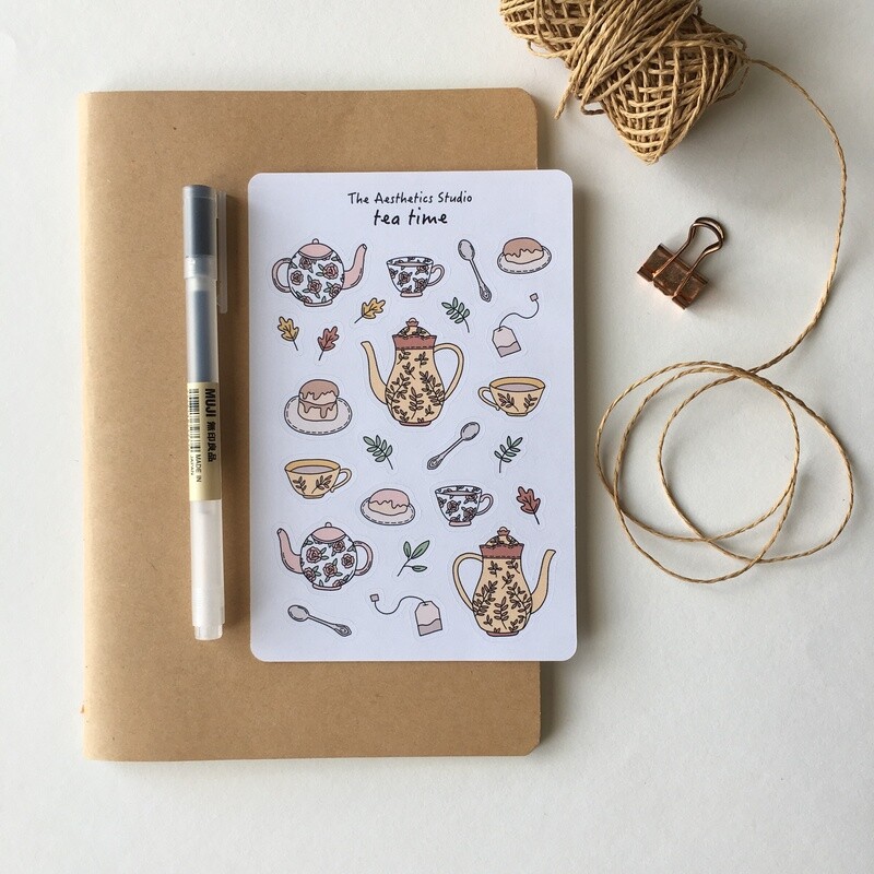 tea time &amp; book lover sticker sheet