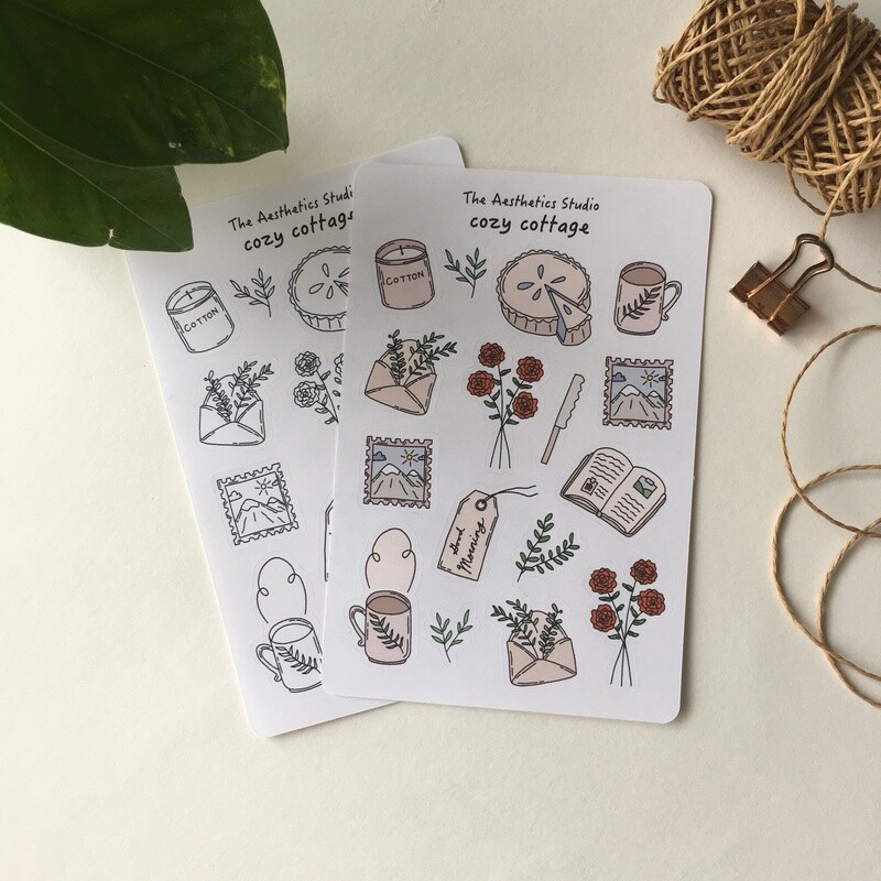 cozy cottage &amp; mail day sticker sheet