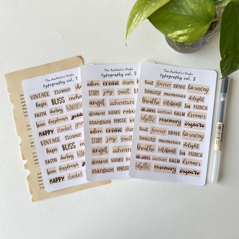 typography sticker sheet