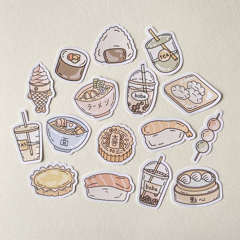 asian foods sticker collection