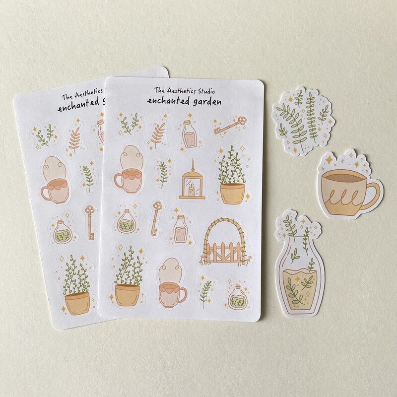enchanted garden &amp; hello weather sticker sheet